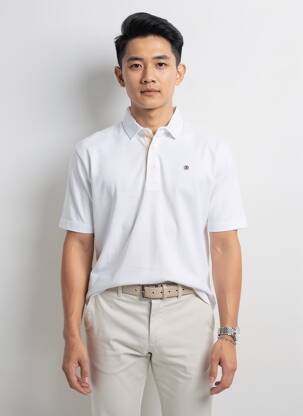 Polo tissage jersey manches courtes blanc SERGE BLANCO homme