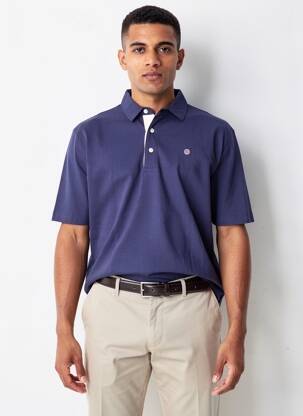 Polo tissage jersey manches courtes bleu SERGE BLANCO homme