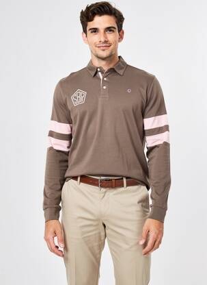 Polo manches longues manches longues marron SERGE BLANCO homme