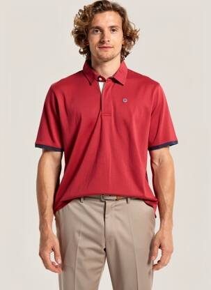 Polo tissage jersey manches courtes rouge SERGE BLANCO homme