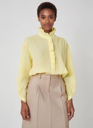 Chemisier tissage crêpe manches longues jaune JS MILLENIUM femme