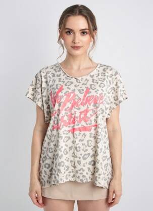 T-shirt coupe droite manches courtes beige NEW COLLECTION femme
