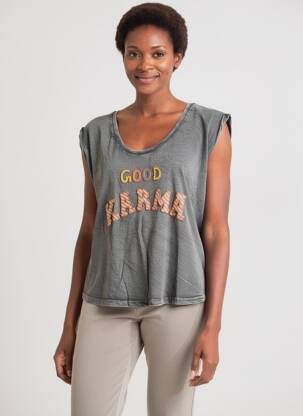 T-shirt coupe droite manches courtes gris GOLD&SILVER PARIS femme