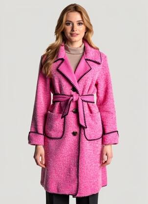 Manteau long coupe cintrée sans capuche rose MADE IN ITALY femme