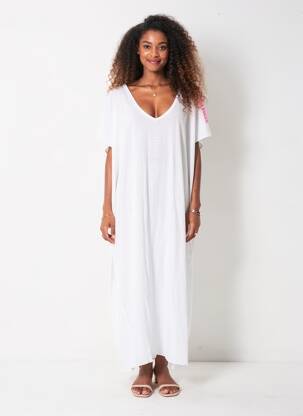 Robe longue manches courtes manches courtes blanc KALIFORNIA DREAM femme