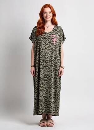 Robe longue manches courtes manches courtes vert SISSI FASHION femme