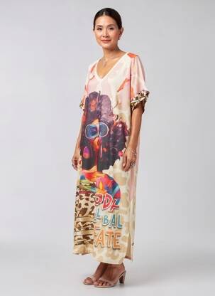 Robe longue manches courtes manches courtes rose NEW COLLECTION femme