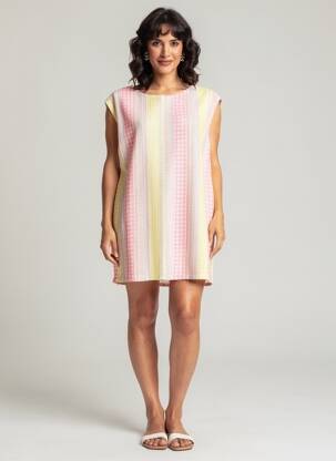 Robe courte manches courtes manches courtes jaune LES ACOLYTES femme