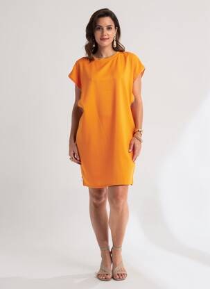 Robe courte manches courtes manches courtes orange FLY OUT femme