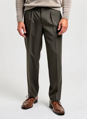 Pantalon droit tissage chiné taille normale vert DIGEL homme
