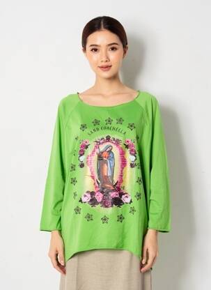 T-shirt manches 3/4 manches 3/4 vert B2B BY SANDCO femme