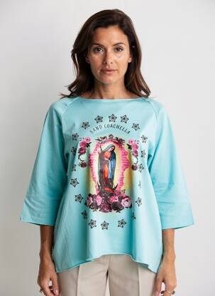 T-shirt manches 3/4 manches 3/4 bleu B2B BY SANDCO femme