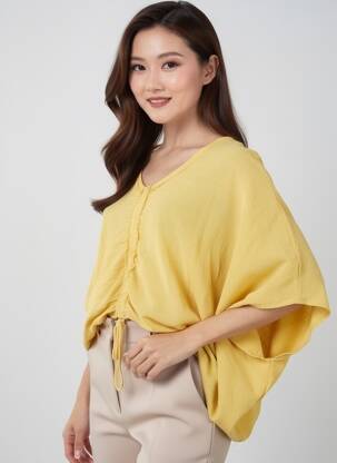 Top col rond manches longues jaune FOR HER PARIS femme
