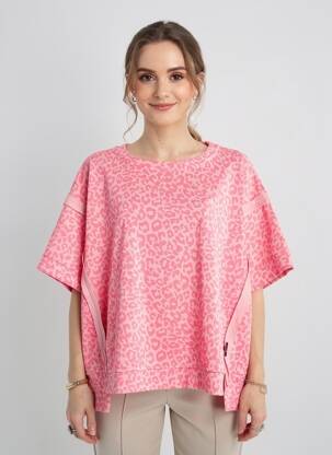 Top manches courtes manches courtes rose MADE IN ITALY femme