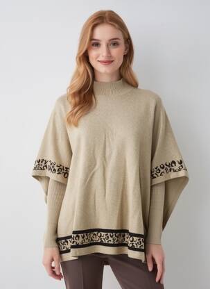 Pull coupe droite manches longues beige EXQUISS'S femme
