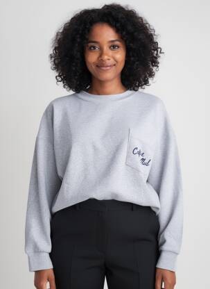 Sweat-shirt sérigraphie floquée manches longues gris WIYA femme