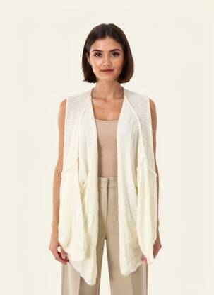 Gilet manches longues maille tricot blanc TRICOT STATION femme