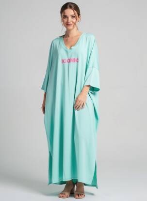 Robe longue manches longues manches longues bleu E&F femme