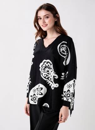 Pull coupe droite manches longues noir ZAYLA femme