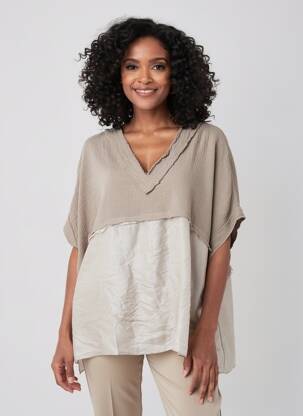 Blouse coupe fluide manches courtes gris NEW COLLECTION femme