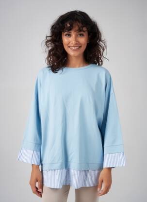 Pull tunique stretch manches longues bleu NEW COLLECTION femme