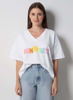 T-shirt coupe droite manches courtes blanc E&F femme