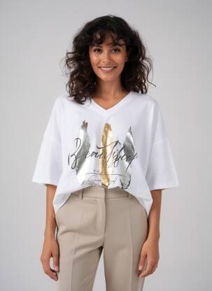 T-shirt coupe droite manches courtes blanc E&F femme