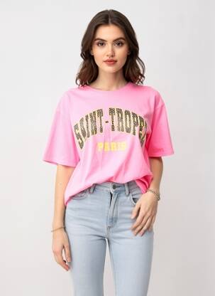 T-shirt sérigraphie manches courtes rose MOOIJ femme