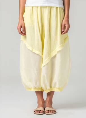 Pantalon 7/8 taille élastique taille normale jaune NEW COLLECTION femme