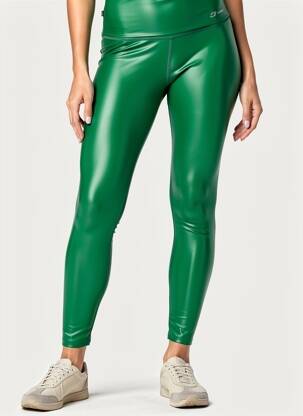 Legging tissage simili-cuir taille normale vert PANT'S femme