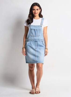 Robe mi-longue coupe cintrée fines bretelles bleu G-SMACK femme