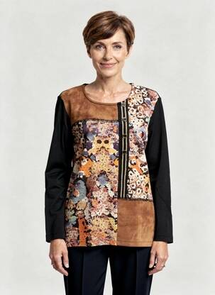 Pull coupe droite manches longues marron BAGORAZ femme