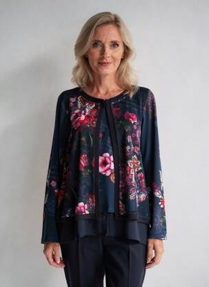 Top col rond manches longues bleu BAGORAZ femme