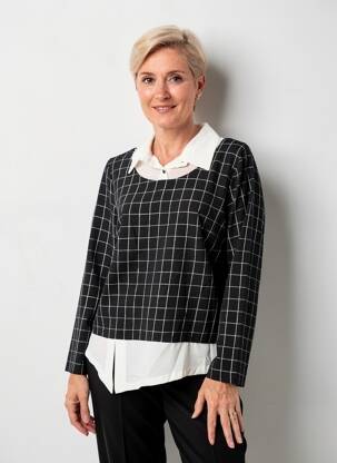 Top manches longues manches longues noir FRANCE RIVOIRE femme