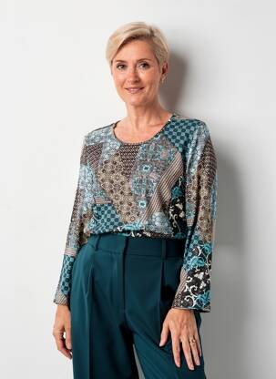 Top stretch manches longues bleu GUY DUBOUIS femme