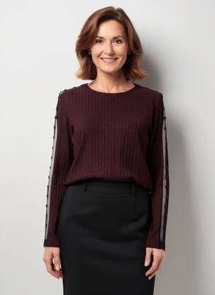 Pull coupe droite manches longues violet MERI & ESCA femme