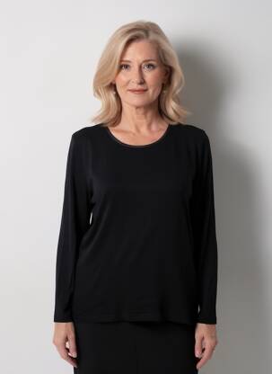 Pull coupe droite manches longues noir GUY DUBOUIS femme