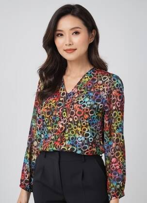 Blouse tissage popeline manches longues noir GUY DUBOUIS femme