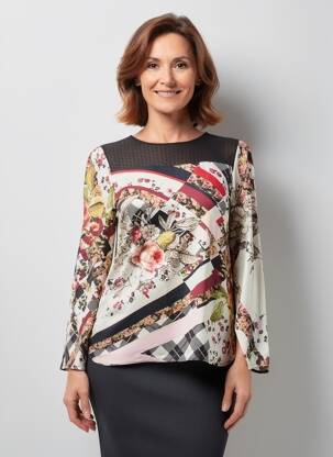 Blouse tissage popeline manches longues beige GUY DUBOUIS femme