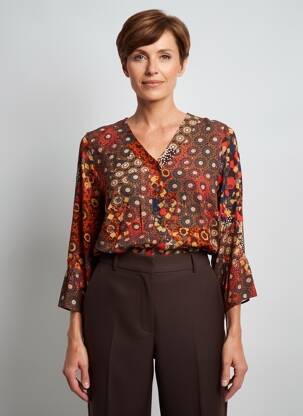 Chemisier tissage popeline manches 3/4 orange MERI & ESCA femme