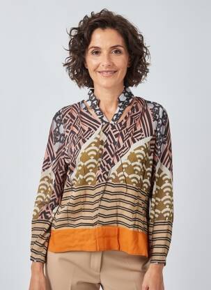 Blouse tissage popeline manches longues rose MERI & ESCA femme