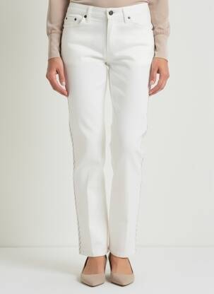 Pantalon slim tissage popeline taille normale blanc MERI & ESCA femme