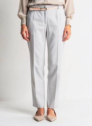 Pantalon chino fermeture zippée sous rabat avec crochet taille normale gris GUY DUBOUIS femme