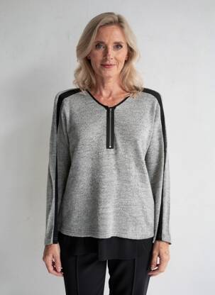Pull tissage chiné manches longues gris MERI & ESCA femme