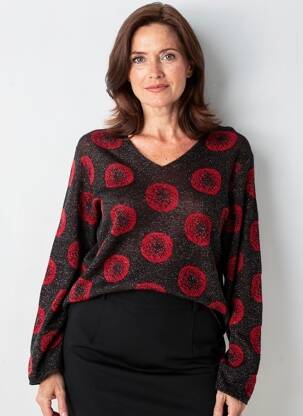 Pull col v manches longues rouge GUY DUBOUIS femme