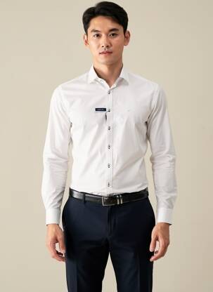 Chemise manches longues coupe droite blanc HECHTER STUDIO homme