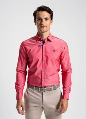 Chemise manches longues coupe droite rouge HECHTER STUDIO homme