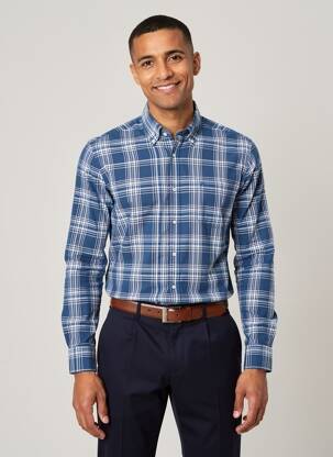 Chemise manches longues coupe droite bleu BEN GREEN homme