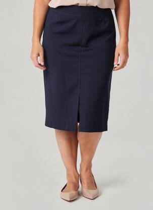 Jupe mi-longue taille à pinces bleu GUY DUBOUIS femme
