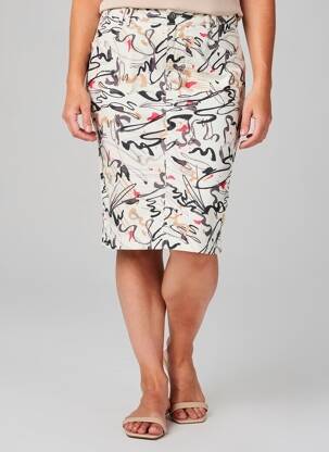 Jupe mi-longue stretch blanc GUY DUBOUIS femme